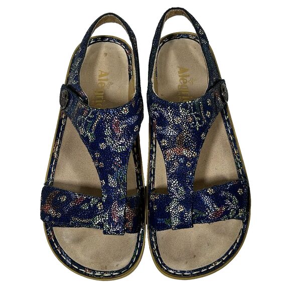 Alegria Kendra Birdland Shoes Sandals Size 40 9.5 `10 US T-Strap Mosaic Comfort - Picture 1 of 7